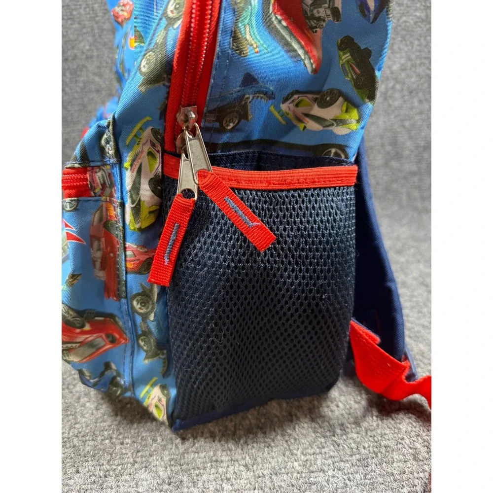 Hot Wheels Challenge Accepted Kids Blue Backpack Car Print School Bag Red Trim
